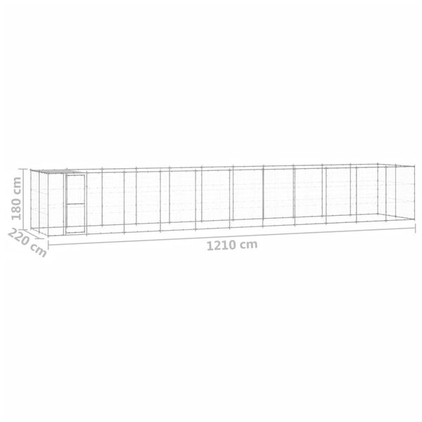vidaXL Κλουβί Σκύλου Εξ. Χώρου με Στέγαστρο 26,62 μ² Γαλβ. Χάλυβας