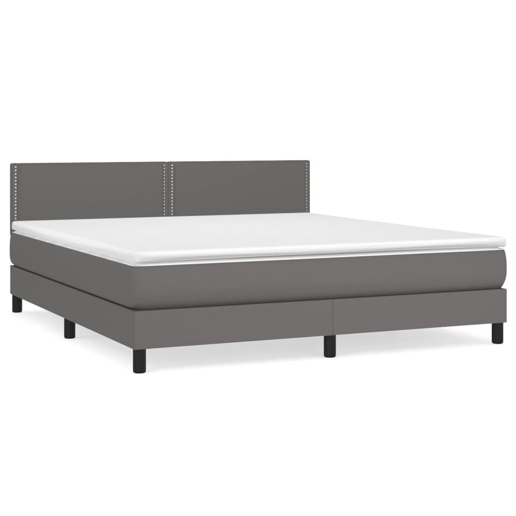 vidaXL Κρεβάτι Boxspring με Στρώμα Γκρι 160x200εκ. από Συνθετικό Δέρμα