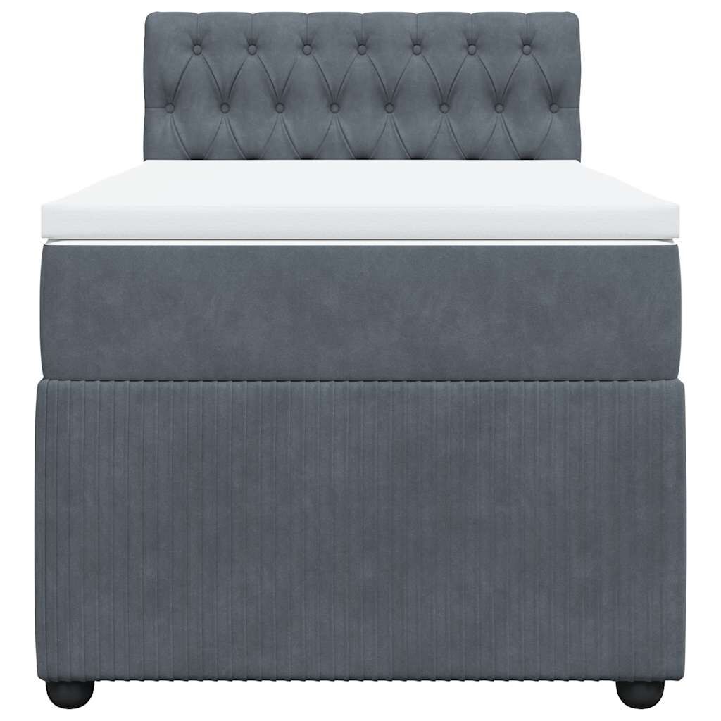 vidaXL Κρεβάτι Boxspring με Στρώμα Σκούρο Γκρι 100x200 εκ. Βελούδινο