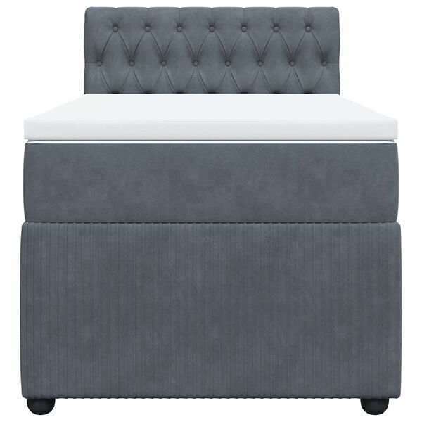 vidaXL Κρεβάτι Boxspring με Στρώμα Σκούρο Γκρι 100x200 εκ. Βελούδινο