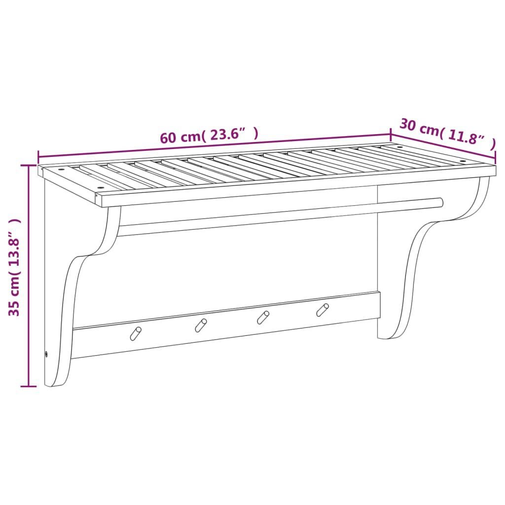 vidaXL Κρεμάστρα για Πετσέτες 60x30x35 εκ. από Μασίφ Ξύλο Καρυδιάς