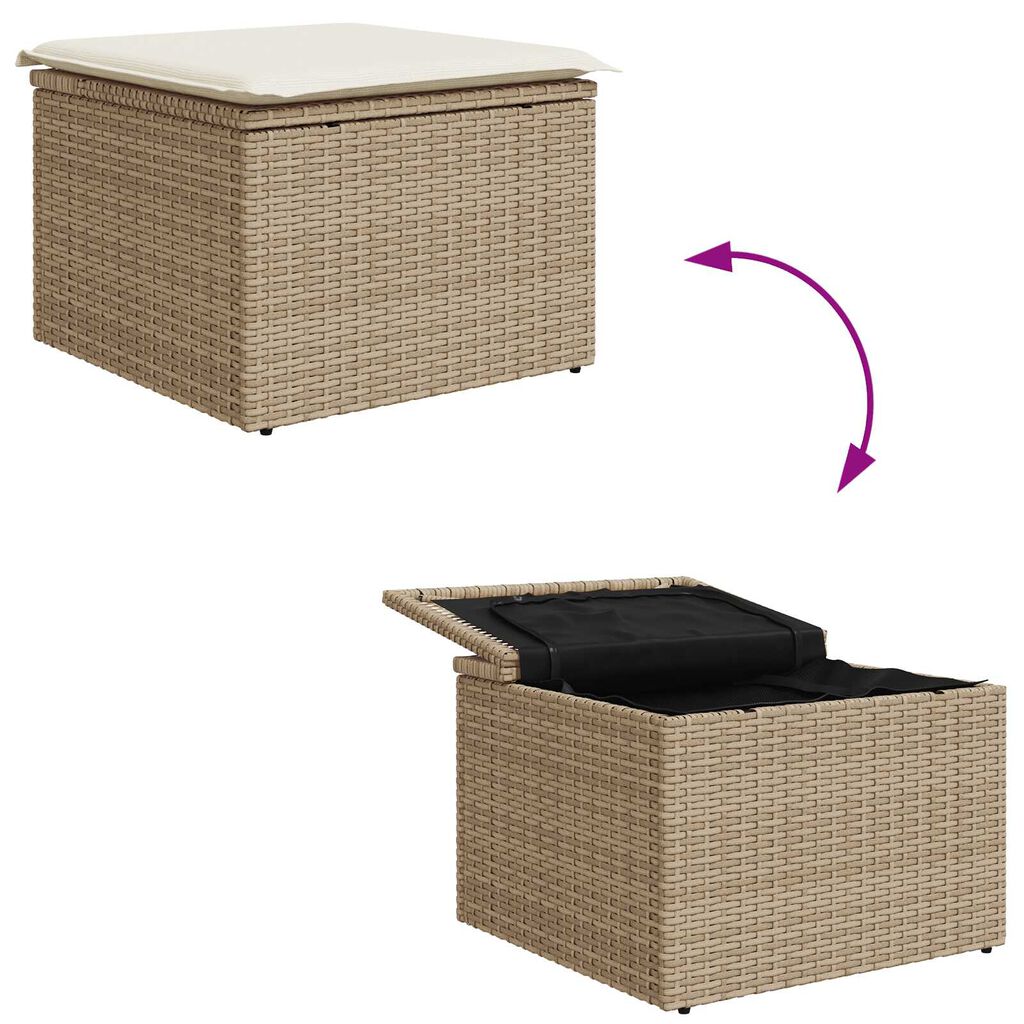 vidaXL Σέτ φαγητού για κήπο με μαξιλάρι 7 pcs Μπεζ και Κρέμα