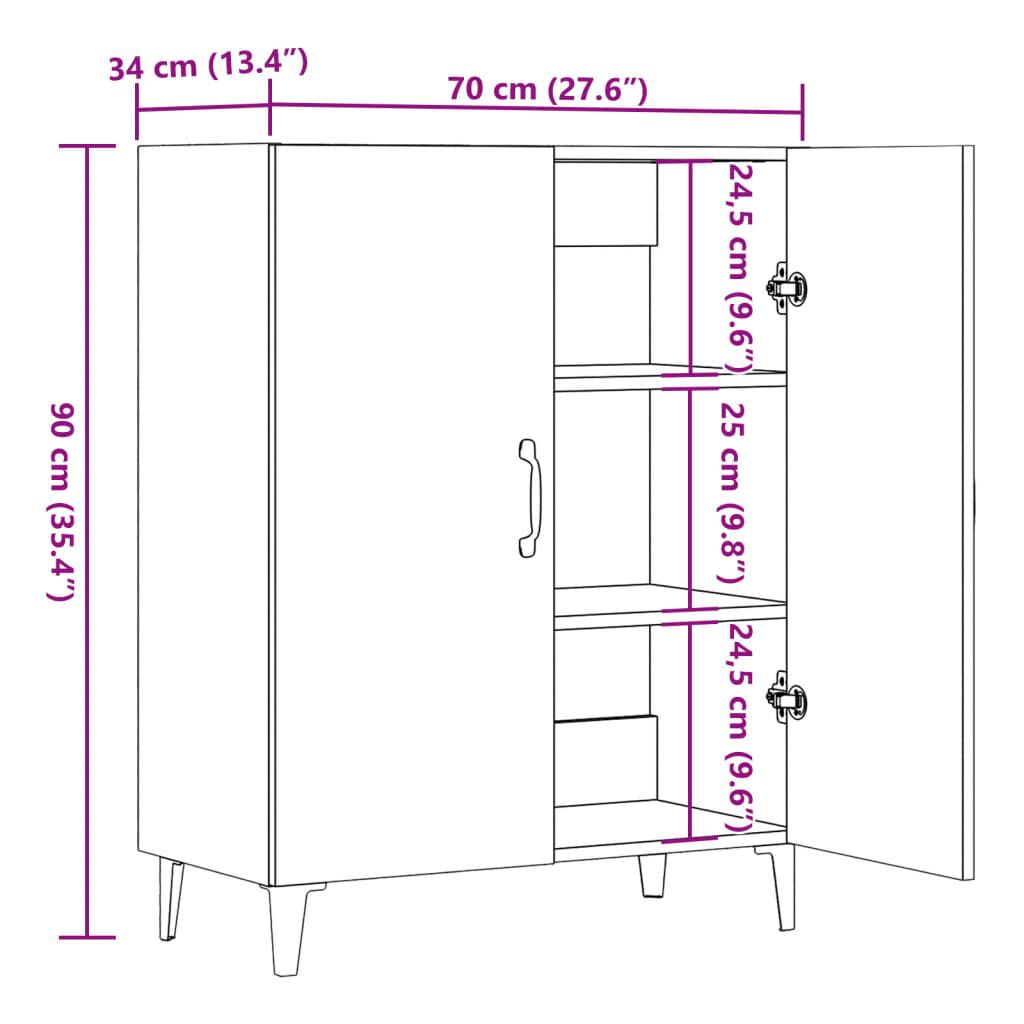 vidaXL Μπουφές Αρτισιανή Δρυς 70x34x90 εκ. από Επεξεργασμένο Ξύλο