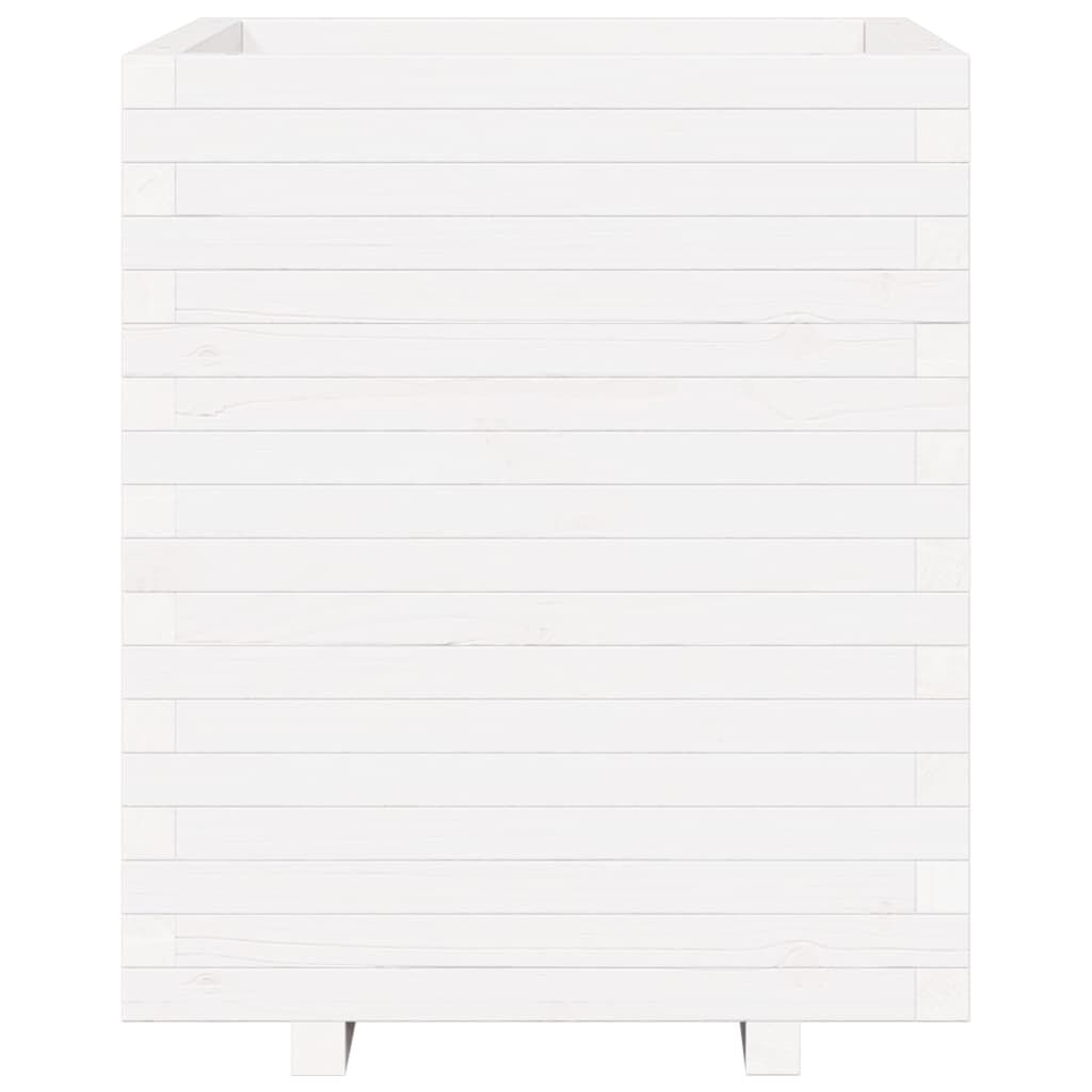 vidaXL Ζαρντινιέρα Κήπου Λευκή 60x60x72,5 εκ. από Μασίφ Ξύλο Πεύκου