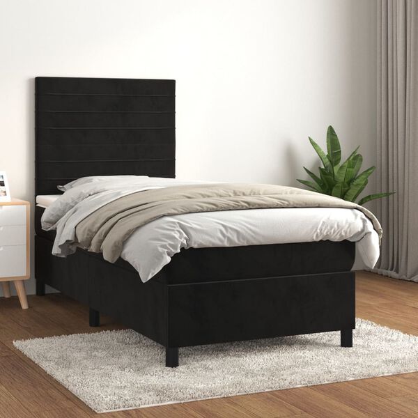 vidaXL &Kappa;&rho;&epsilon;&beta;ά&tau;&iota; Boxspring &mu;&epsilon; &Sigma;&tau;&rho;ώ&mu;&alpha; &Mu;&alpha;ύ&rho;&omicron; 90x190 &epsilon;&kappa;. &Beta;&epsilon;&lambda;&omicron;ύ&delta;&iota;&nu;&omicron;