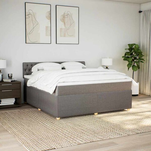vidaXL &Kappa;&rho;&epsilon;&beta;ά&tau;&iota; Boxspring &mu;&epsilon; &Sigma;&tau;&rho;ώ&mu;&alpha; Taupe 180x200 &epsilon;&kappa;. &Upsilon;&phi;&alpha;&sigma;&mu;ά&tau;&iota;&nu;&omicron;