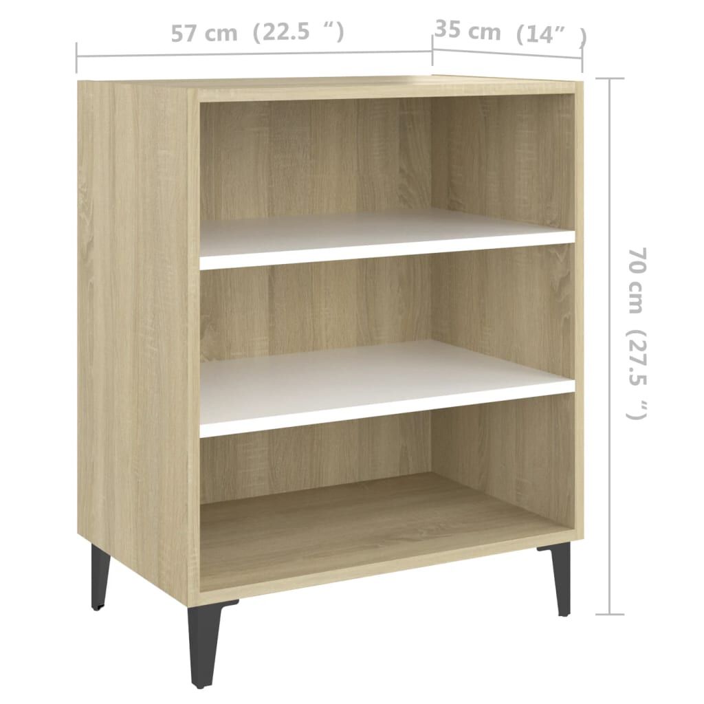 vidaXL Ραφιέρα Λευκό / Sonoma Δρυς 57 x 35 x 70 εκ. από Επεξ. Ξύλο