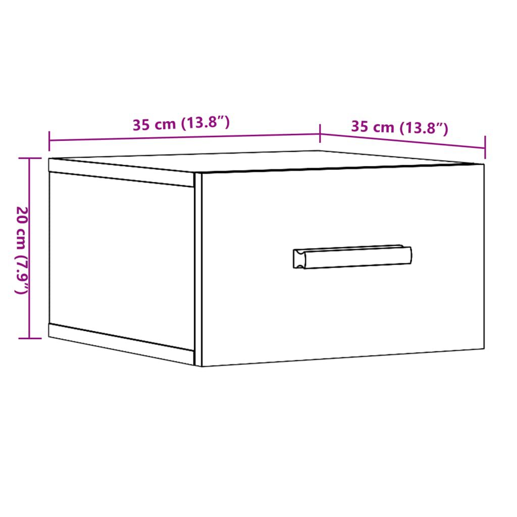 vidaXL Κομοδίνα Επιτοίχια 2 τεμ. Αρτισιανή Δρυς 35 x 35 x 20 εκ.