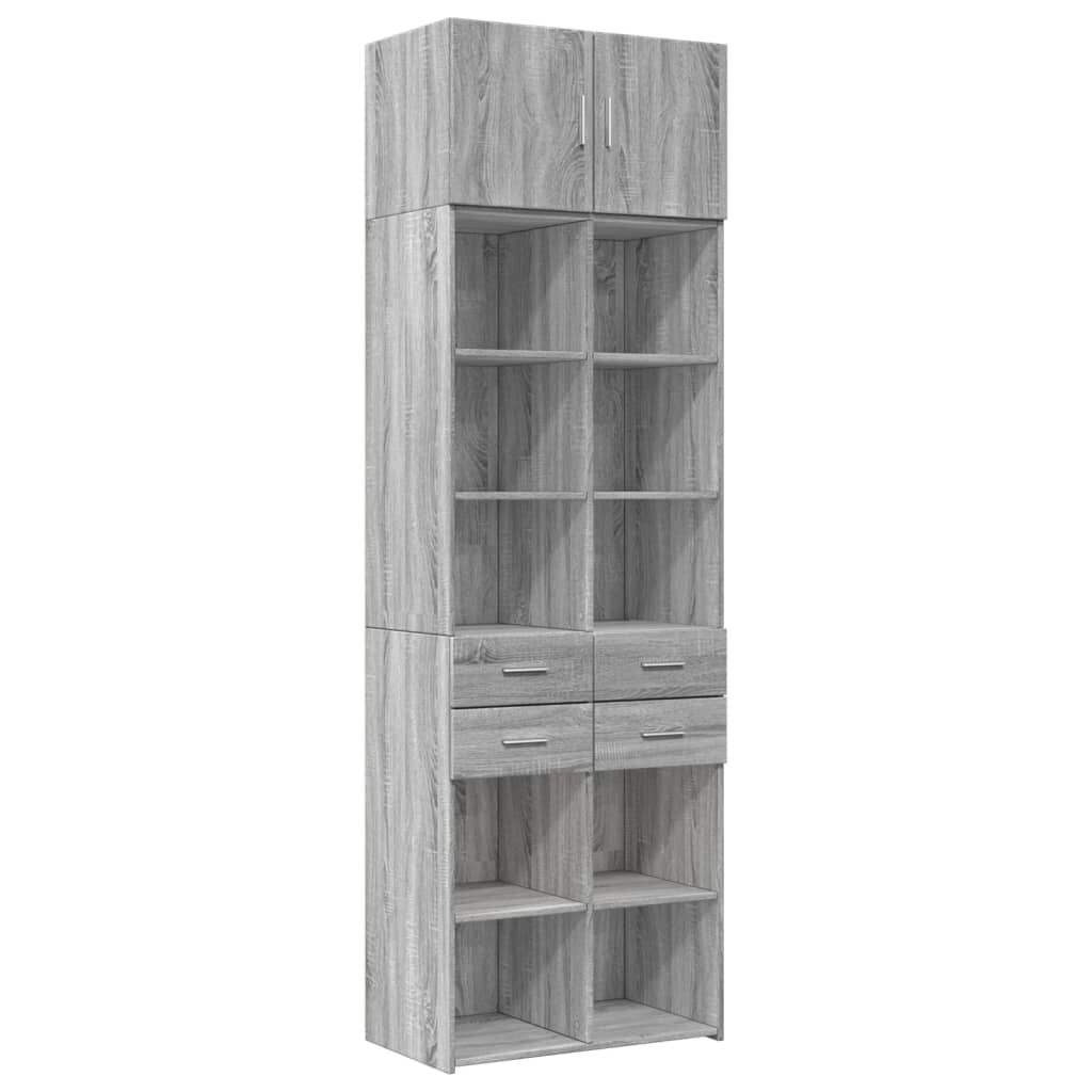 vidaXL Ραφιέρα με Ντουλάπια Γκρι Sonoma 70x42,5x225 εκ. Επεξ. Ξύλο