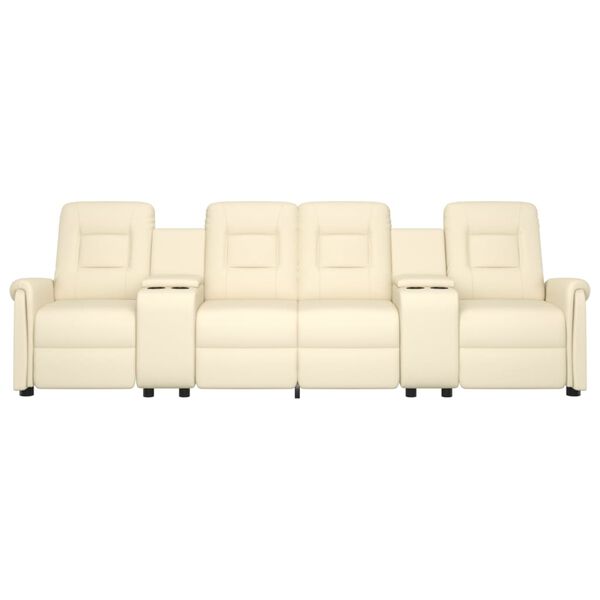 vidaXL Πολυθρόνα Μασάζ Τετραθέσια με Ποτηροθήκη Ανακλινόμενη Κρεμ