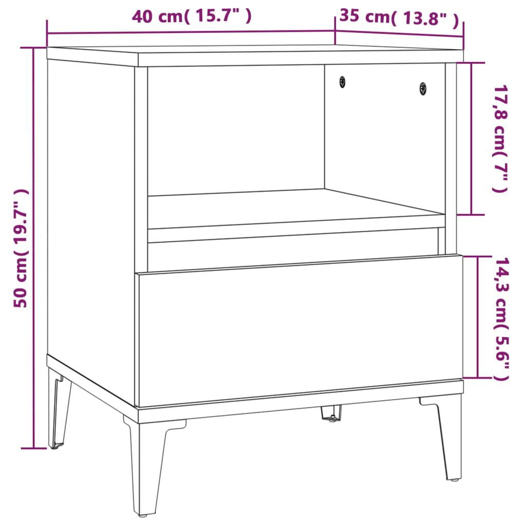 vidaXL Κομοδίνα 2 τεμ. Γυαλιστερό Λευκό 40 x 35 x 50 εκ.