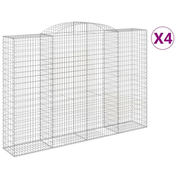 vidaXL Συρματοκιβώτια Τοξωτά 4 τεμ. 300x50x200/220 εκ. Γαλβαν. Ατσάλι