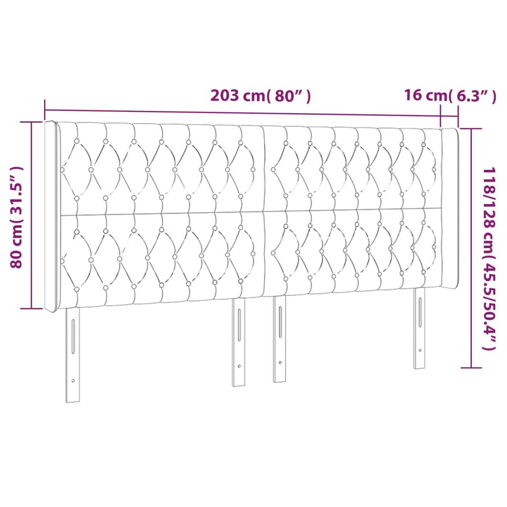 vidaXL Κεφαλάρι με Πτερύγια Κρεμ 203x16x118/128 εκ. Υφασμάτινο