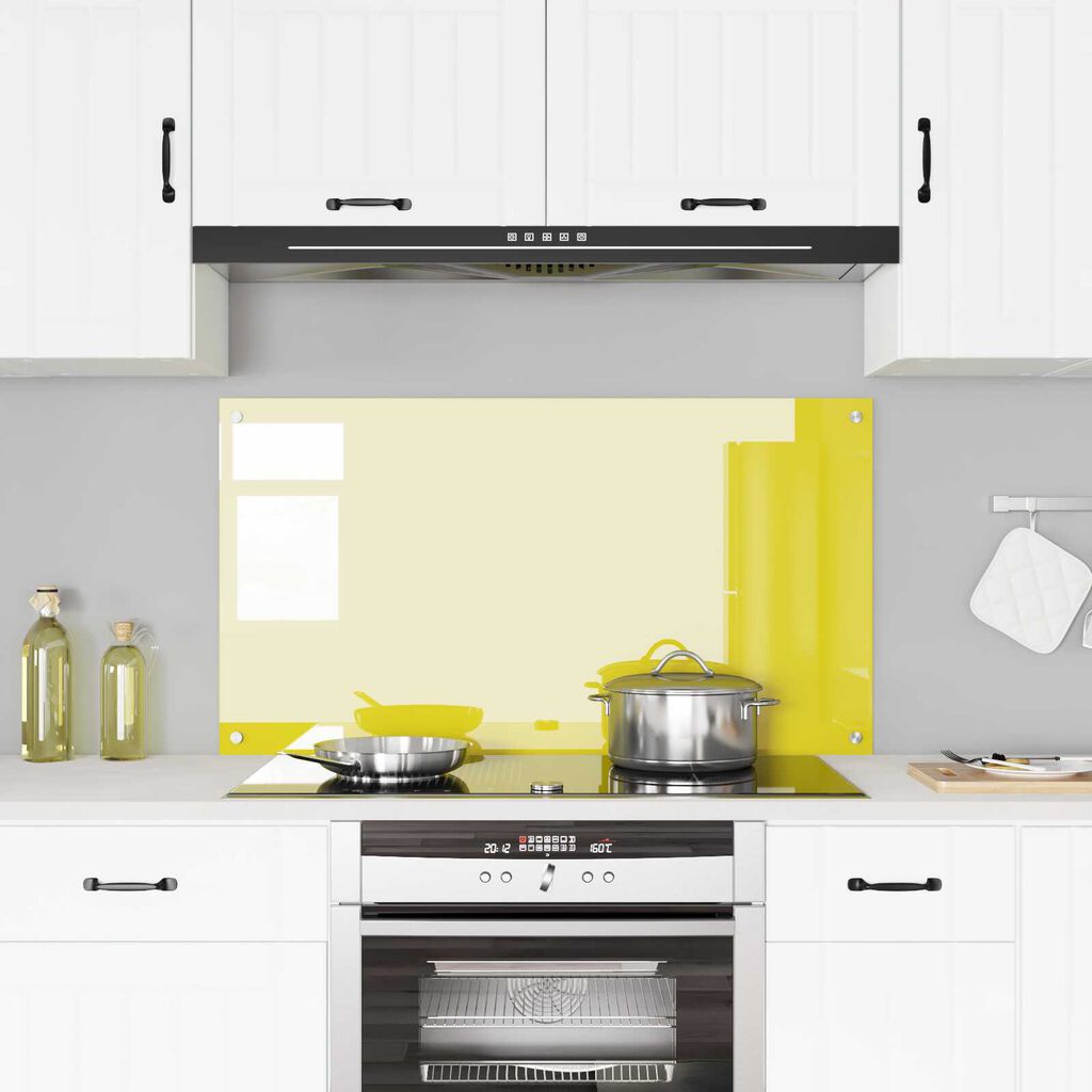 vidaXL Πλαίσιο Κουζίνας Κίτρινο 110x60x0,6 εκ Γυαλί Θερμαινόμενο