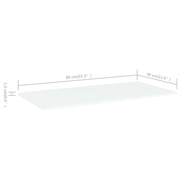 vidaXL Ράφια Βιβλιοθήκης 8 τεμ. Λευκά 80x30x1,5 εκ. από Μοριοσανίδα