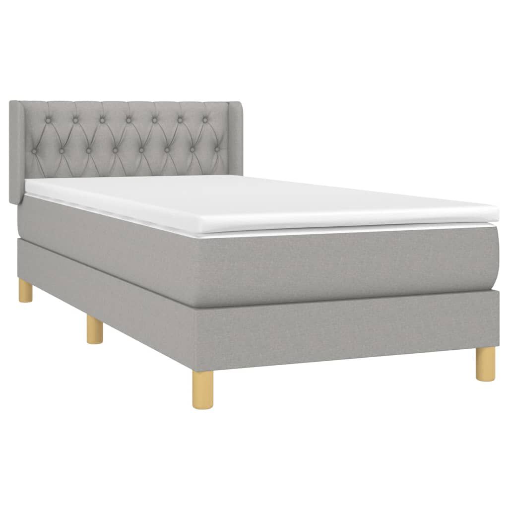 vidaXL Κρεβάτι Boxspring με Στρώμα Ανοιχτό Γκρι 100x200 εκ. Υφασμάτινο