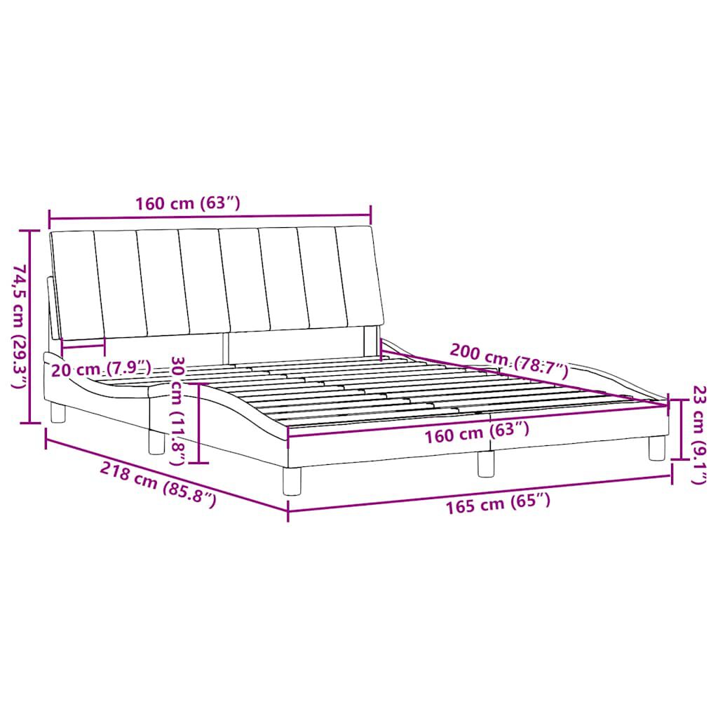 vidaXL Σκελετός Κρεβατιού Χωρίς Στρώμα Taupe 160x200 εκ. Υφασμάτινο