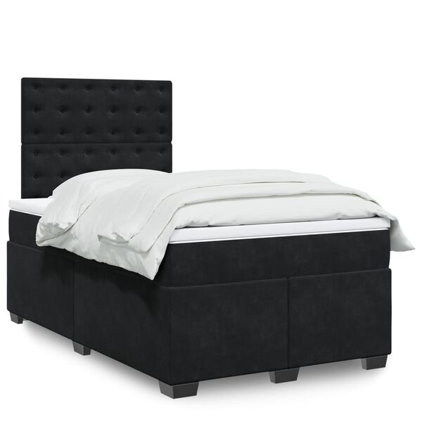vidaXL Κρεβάτι Boxspring με Στρώμα Μαύρο 120x190 εκ. Βελούδινο