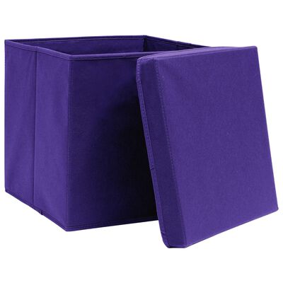 vidaXL Κουτιά Αποθήκευσης με Καπάκια 4 τεμ. Μοβ 28 x 28 x 28 εκ.
