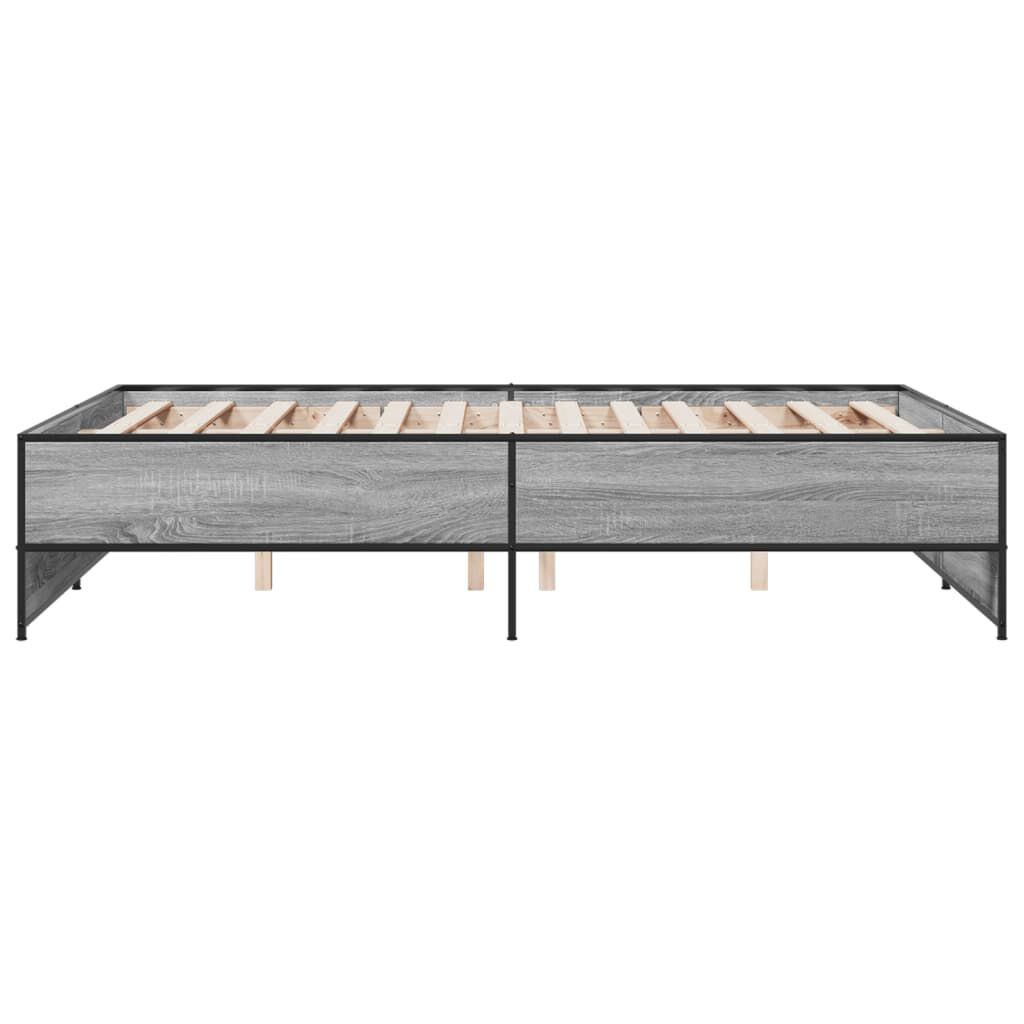 vidaXL Πλαίσιο Κρεβατιού Γκρι Sonoma 120 x 190εκ. Επεξ. Ξύλο & Μέταλλο