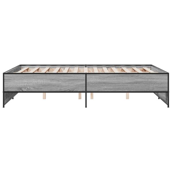 vidaXL Πλαίσιο Κρεβατιού Γκρι Sonoma 120 x 190εκ. Επεξ. Ξύλο & Μέταλλο