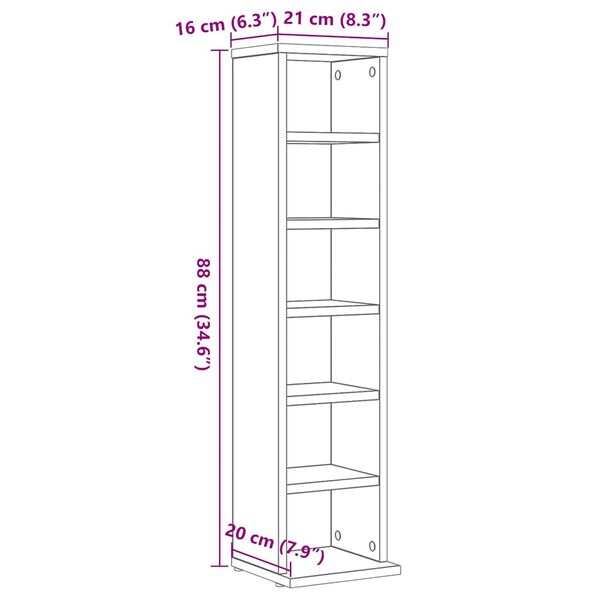 ντουλάπι CD vidaXL Μαύρη δρυς 21x20x88 cm Κατασκευασμένο ξύλο