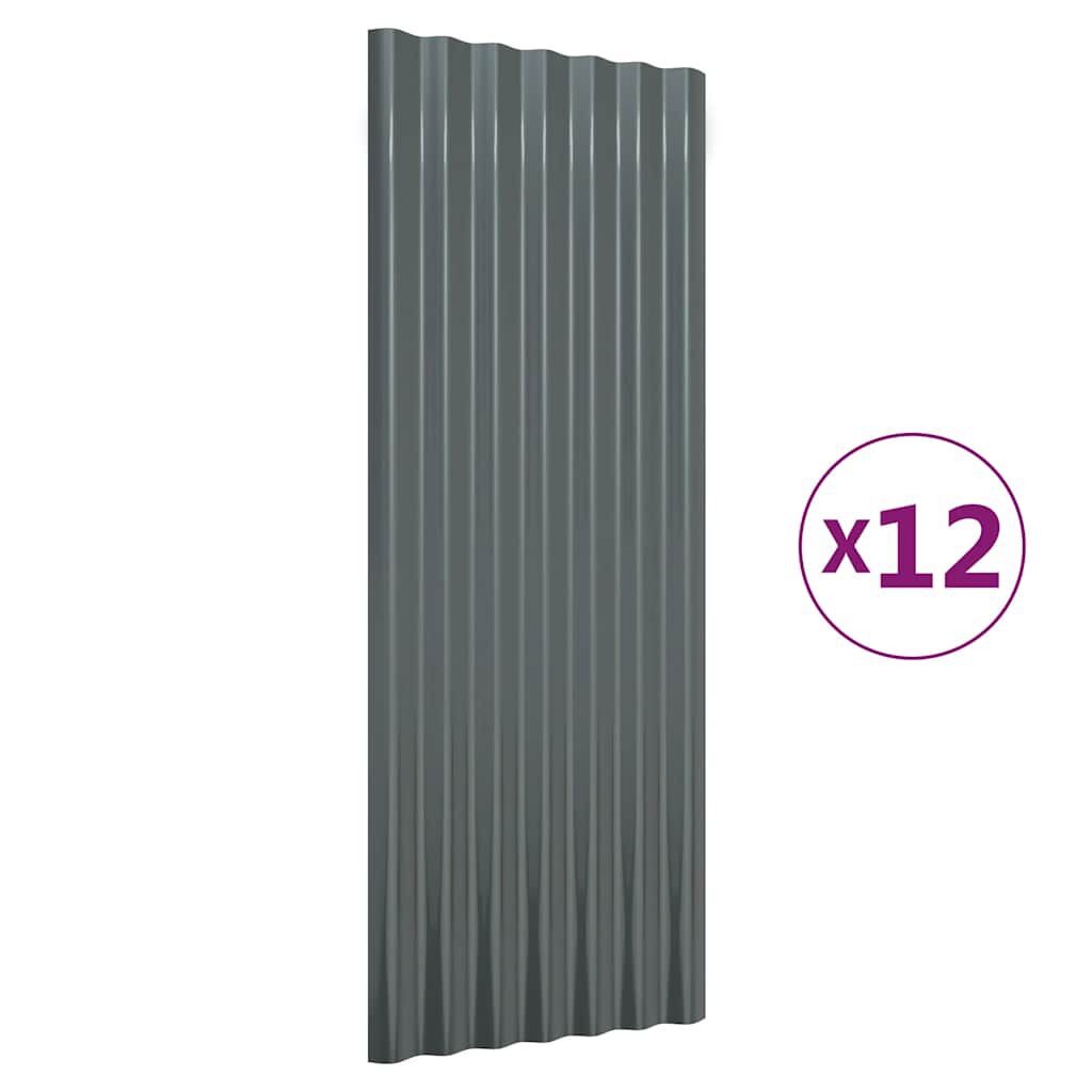 vidaXL Πάνελ Οροφής 12 τεμ. Ανθρακί 100x36 εκ Ατσάλινα με Ηλεκτρ. Βαφή
