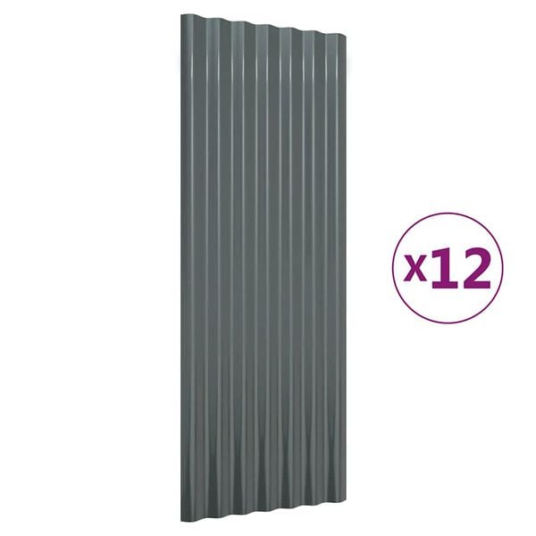 vidaXL Πάνελ Οροφής 12 τεμ. Ανθρακί 100x36 εκ Ατσάλινα με Ηλεκτρ. Βαφή