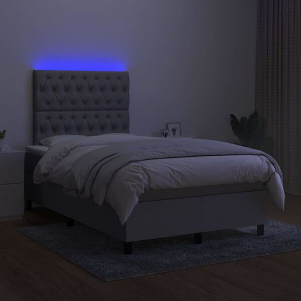 vidaXL &Kappa;&rho;&epsilon;&beta;ά&tau;&iota; Boxspring &mu;&epsilon; &Sigma;&tau;&rho;ώ&mu;&alpha; & LED &Alpha;&nu;.&Gamma;&kappa;&rho;&iota; 120x200 &epsilon;&kappa; &Upsilon;&phi;&alpha;&sigma;&mu;ά&tau;&iota;&nu;&omicron;
