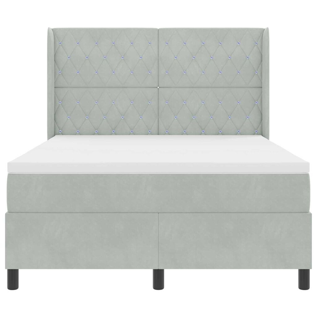 vidaXL Κρεβάτι Box Spring LED με Στρώμα Ανοιχτό γκρι 140 x 190 cm