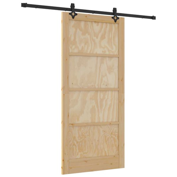 vidaXL Συρόμενη Πόρτα Φυσικό και μαύρο 93 x 202 cm
