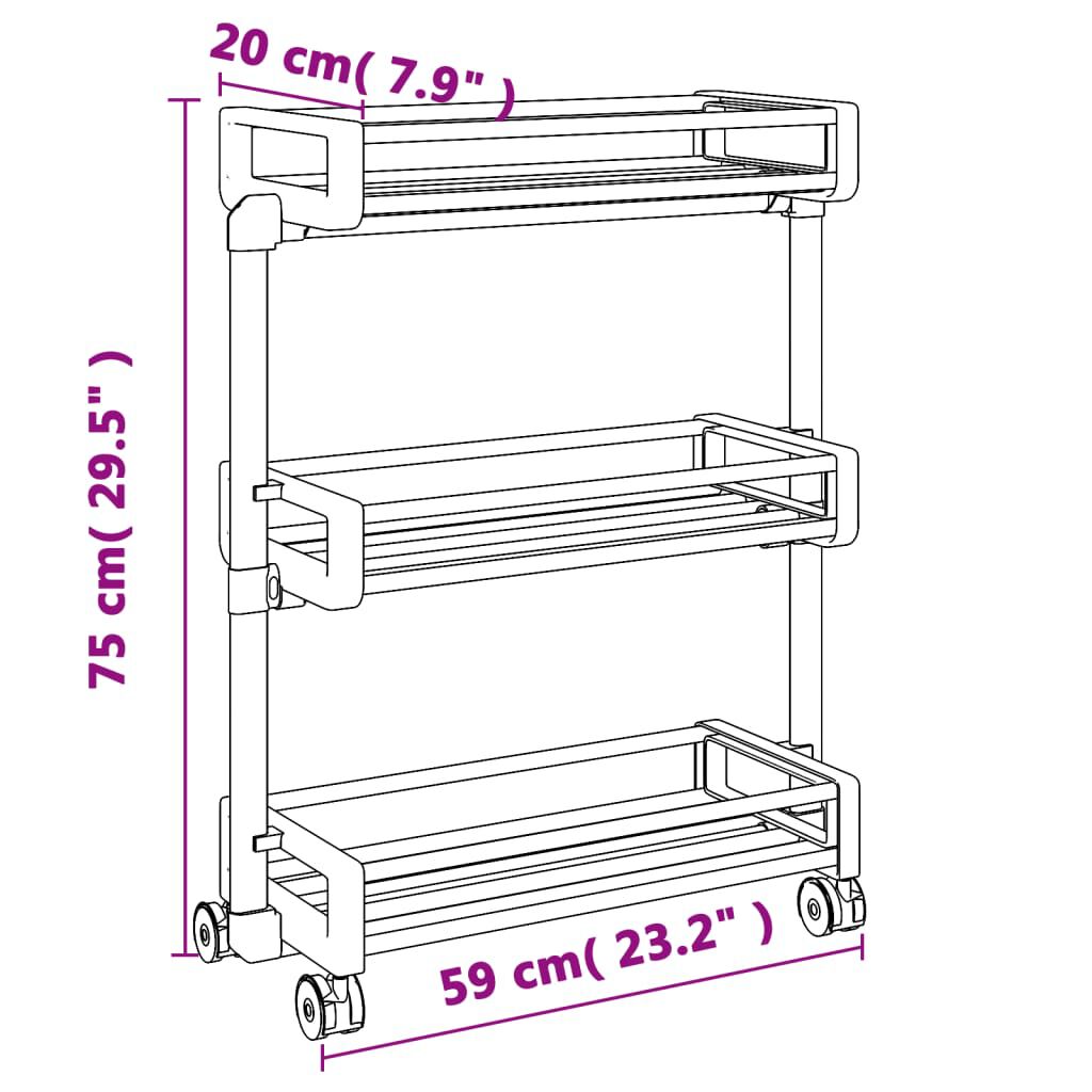vidaXL Τρόλει Αποθήκευσης 59 x 20 x 75 εκ. από Αλουμίνιο