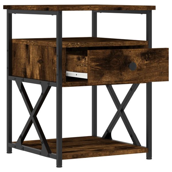 vidaXL Κομοδίνα 2 τεμ. Καπνιστή Δρυς 40x42x55 εκ. Επεξεργασμένο Ξύλο
