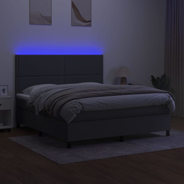 vidaXL &Kappa;&rho;&epsilon;&beta;ά&tau;&iota; Boxspring &mu;&epsilon; &Sigma;&tau;&rho;ώ&mu;&alpha; & LED &Sigma;&kappa;.&Gamma;&kappa;&rho;&iota; 180x200 &epsilon;&kappa; &Upsilon;&phi;&alpha;&sigma;&mu;ά&tau;&iota;&nu;&omicron;
