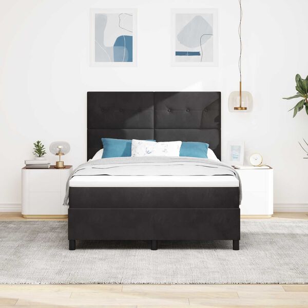 Κρεβάτι Box Spring vidaXL με Στρώμα Μαύρο 160x200 cm Βελούδο