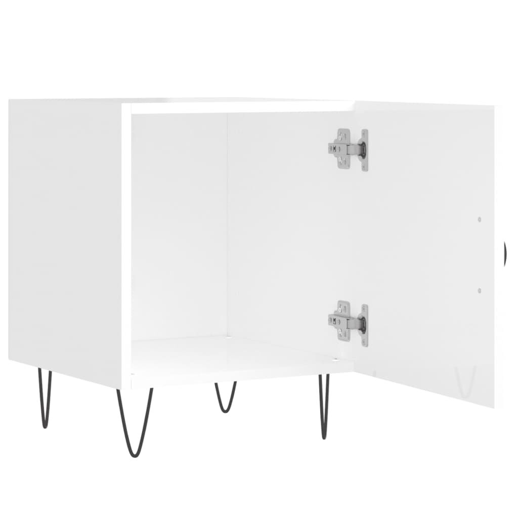 vidaXL Κομοδίνα 2 τεμ. Γυαλ. Λευκό 40 x 40 x 50 εκ. από Επεξεργ. Ξύλο