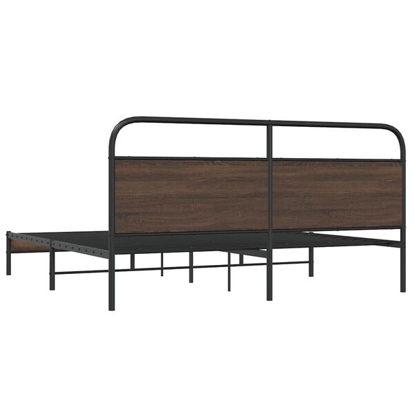 vidaXL Σκελετός Κρεβ. Χωρίς Στρώμα Καφέ Δρυς 180x200 εκ. Μεταλλικό