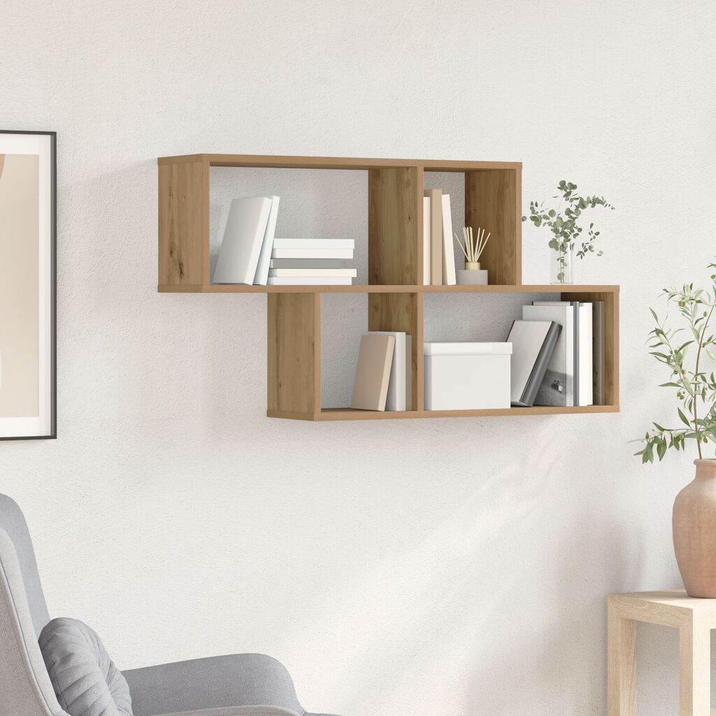 vidaXL Ράφι τοίχου artisan δρυς 100 x 20 x 53 εκ Επεξεργασμένο ξύλο