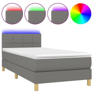 vidaXL &Kappa;&rho;&epsilon;&beta;ά&tau;&iota; Boxspring &mu;&epsilon; &Sigma;&tau;&rho;ώ&mu;&alpha; & LED &Sigma;&kappa;.&Gamma;&kappa;&rho;&iota; 90x200 &epsilon;&kappa;. &Upsilon;&phi;&alpha;&sigma;&mu;ά&tau;&iota;&nu;&omicron;