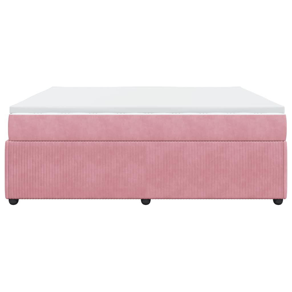 vidaXL Κρεβάτι Boxspring με Στρώμα Ροζ 200x200 εκ. Βελούδινο