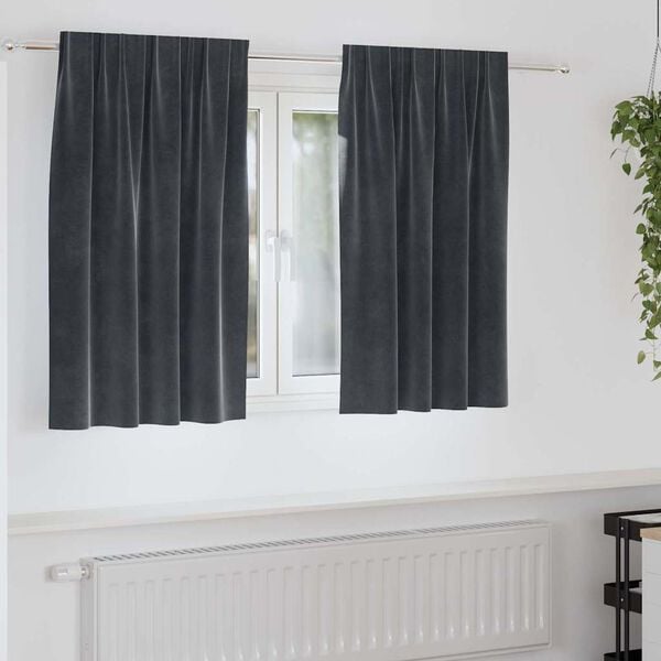 vidaXL Κουρτίνες 2 pcs Σκούρο γκρι 140 x 140 cm Βελούδο