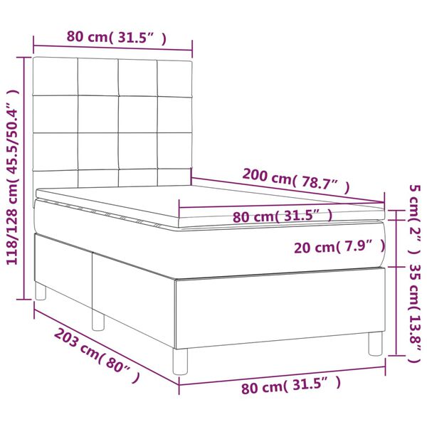 vidaXL Κρεβάτι Boxspring με Στρώμα Σκούρο Πράσινο 80x200 εκ. Βελούδινο