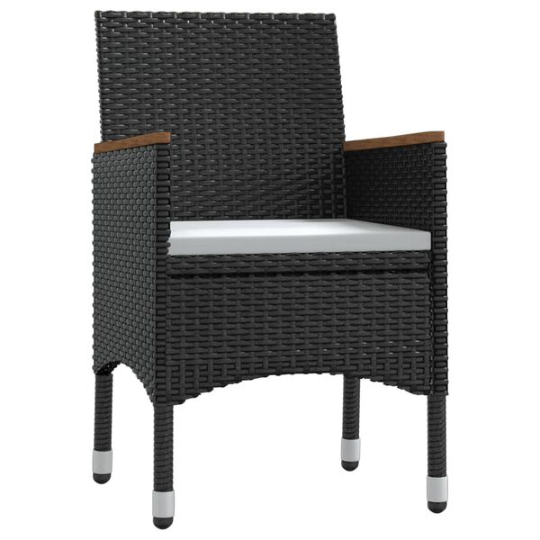 vidaXL Σετ Τραπεζαρίας Κήπου 7 Τεμαχίων Μαύρο με Μαξιλάρια