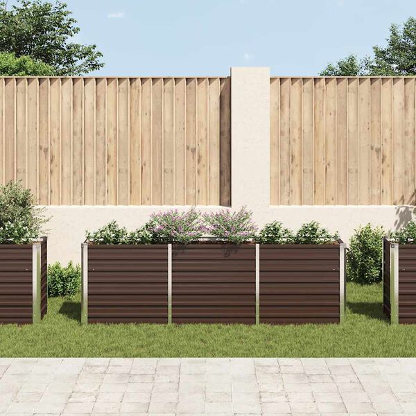 vidaXL Ζαρντινιέρα Υπερυψωμένη Καφέ 240x40x77 εκ. Γαλβανισμ. Χάλυβας