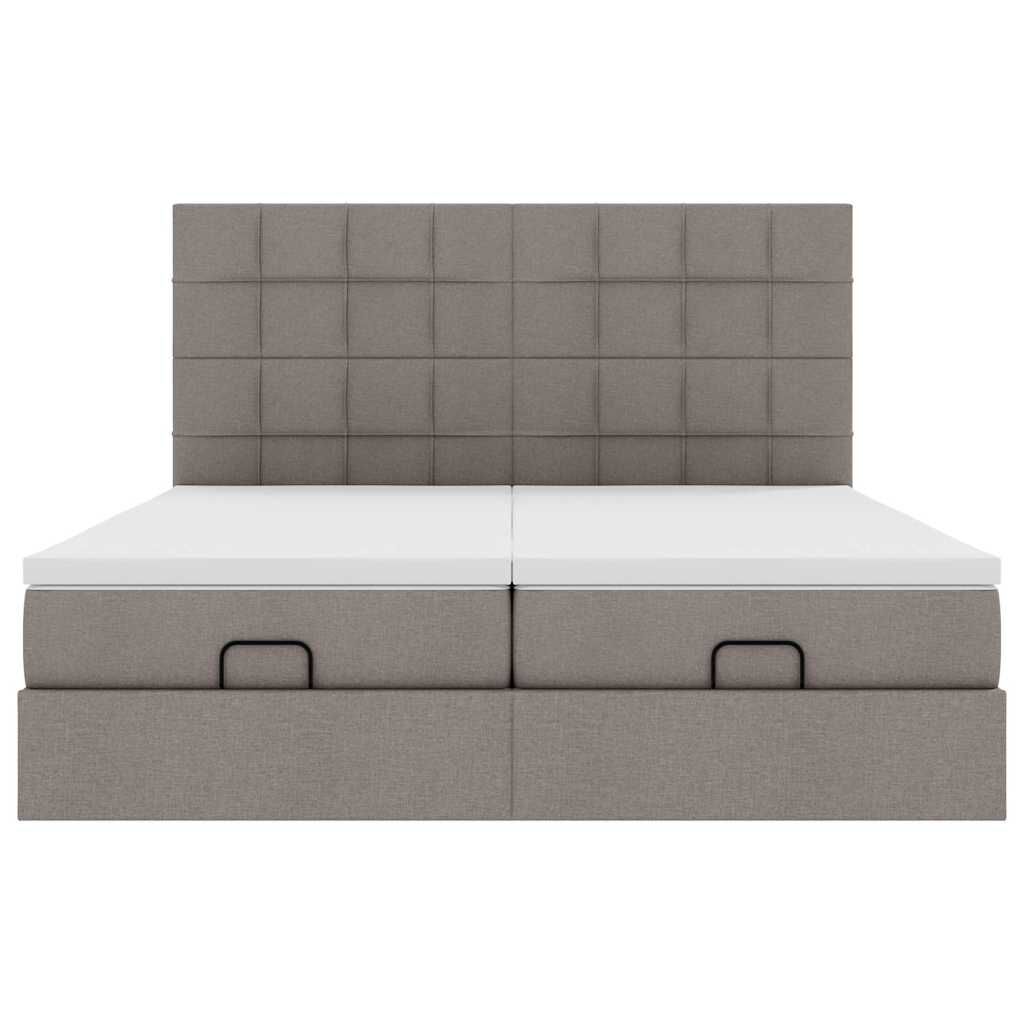 vidaXL Οθωμανικό κρεβάτι με στρώματα & LEDs Taupe 200x200cm ύφασμα