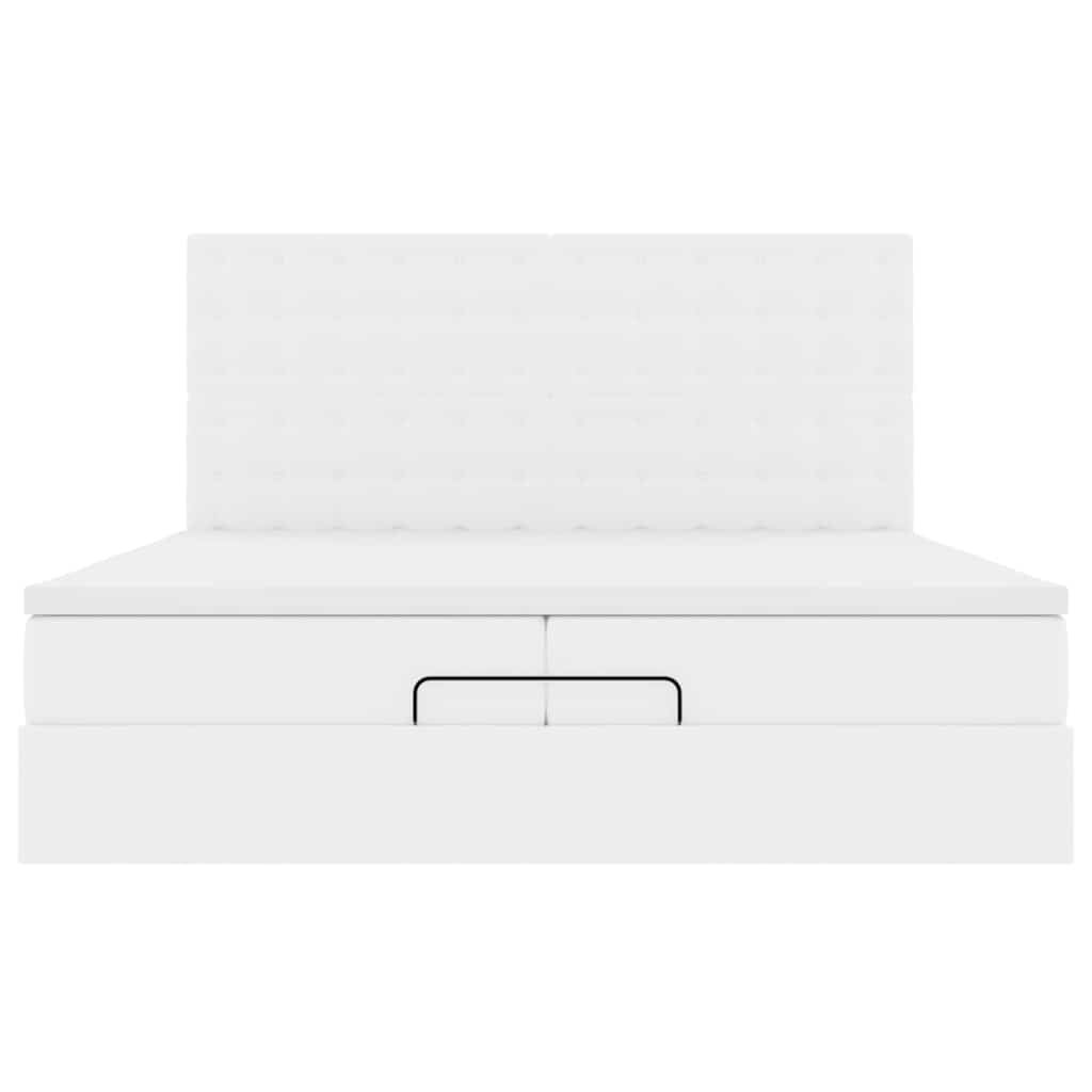 vidaXL Οθωμανικό κρεβάτι με στρώματα Λευκό 200x200cm Faux Leather