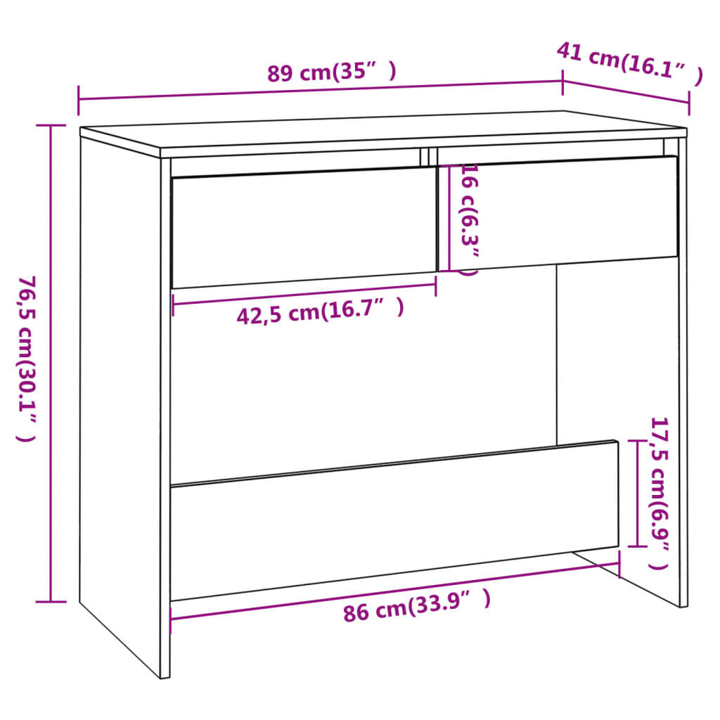 vidaXL Τραπέζι Κονσόλα Sonoma Δρυς 89x41x76,5 εκ. Επεξεργασμένο Ξύλο