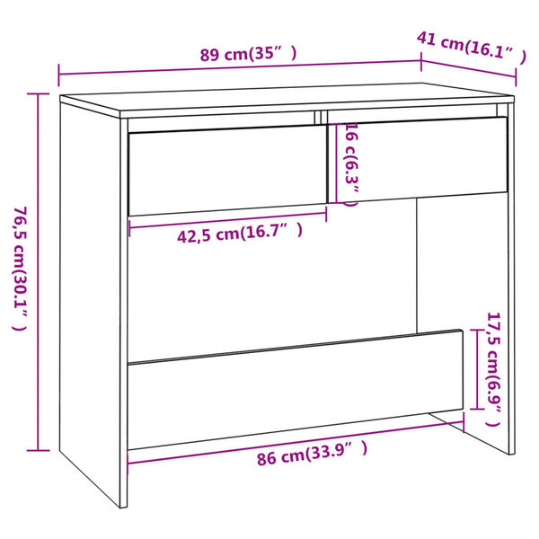 vidaXL Τραπέζι Κονσόλα Sonoma Δρυς 89x41x76,5 εκ. Επεξεργασμένο Ξύλο