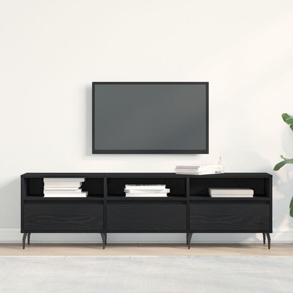 vidaXL Ντουλάπα τηλεόρασης Μαύρο Δρυς 150x30x44,5 εκ. Επεξεργασμένο ξύλο