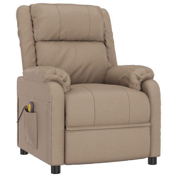 vidaXL Πολυθρόνα Μασάζ Ανακλ Καπουτσίνο από Συνθετικό Δέρμα